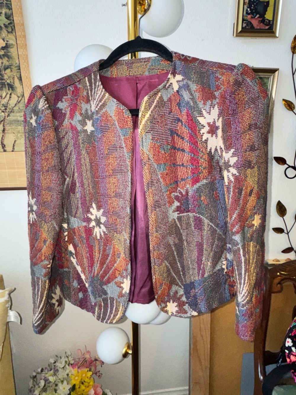 Women’s Multicolor Patterned Jacket - Elegant Open Front